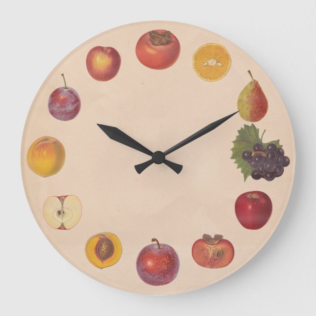 Relógio Grande Sem números Vintage Fruta Wall Clock (Frente)