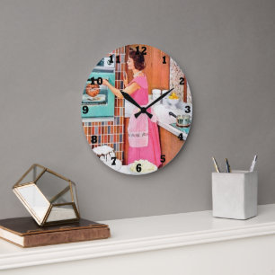 Relógio Grande senhora da cozinha do grande retro-safra