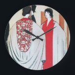 Relógio Grande SENHORA NO ESPELHO Art Deco Fashion<br><div class="desc">Ilustração de alta moda Vibrante e clássica Deco de Arte Francesa.Design com uma bela senhora no espelho, em preto branco, cores vermelhas .design Legal, moderno e artístico perfeito para, artistas de arte, figurinos, clientes, proprietários de butique, atrizes de teatro, modelos, cosméticos, cosmetologistas, cabeleireiro, estilista de cabelos na moda, perfume, shoppers...</div>