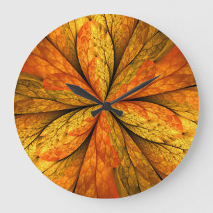 Relógio Grande Sensação de outono, Flor Fractal Abstrato modern