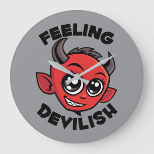 Relógio Grande Sentindo-me Diabólico Cute Diabo Sorridente