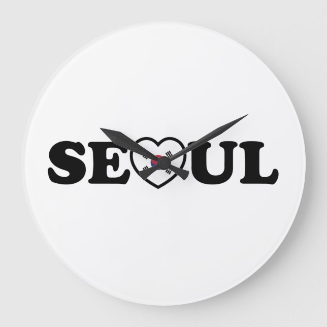 Relógio Grande Seoul Love Heart Taegeukgi Flag (Frente)