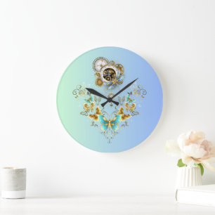 Relógio Grande Serenidade Mecânica: Elegância Teal Steampunk