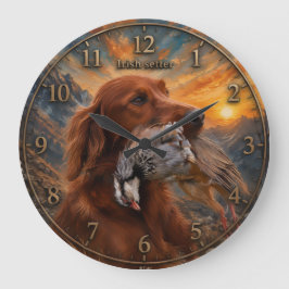Relógio Grande Setter Irlandês com Perdiz Chucar ,Arte