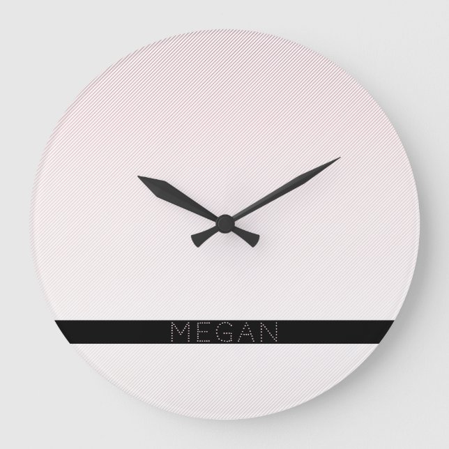 Relógio Grande Seu nome | Estrias de ouro de Rosa branco fino e s (Frente)