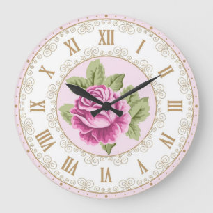 Relógio Grande Shabby Chic Francês Vintage Rosa Magenta Rosa Dour