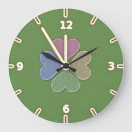 Relógio Grande Shamrock irlandês verde moderno, Rua. Dia de Patri