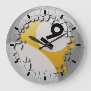 Relógio Grande Shell rachado estoira a bola de bilhar do número 9