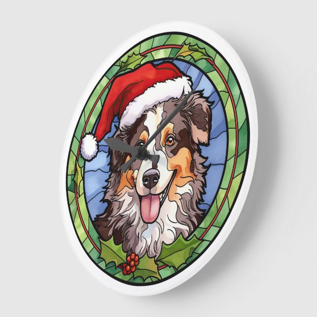 Relógio Grande Shepherd australiano - Natal de vidro retido (Ângulo)