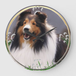 Relógio Grande Shetland Sheepdog Art