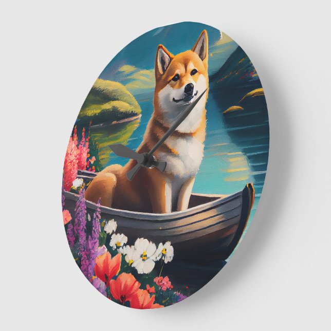 Relógio Grande Shiba Inu em um remador: Uma aventura cênica (Ângulo)