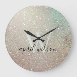 Relógio Grande Shimmer Verde-Rosa-Rosa Elegante