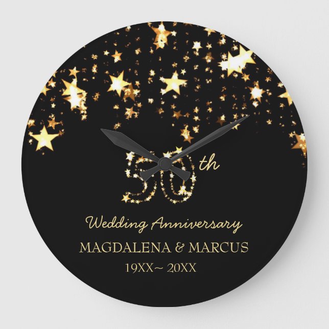 Relógio Grande Shiny Stars And Numbers (Frente)