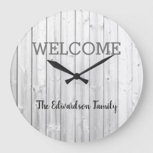 Relógio Grande Shiplap bem-vindo rústico moderno das cinzas do