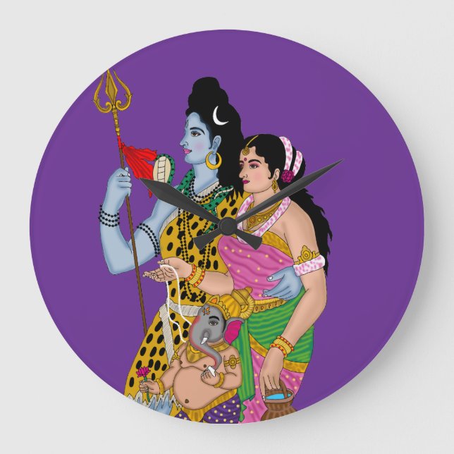 Relógio Grande Shiv Parvati Wall Clock (Frente)