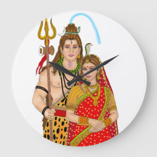 Relógio Grande Shiva Parvati Clock