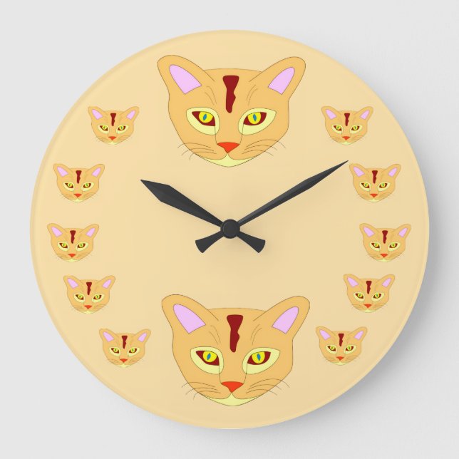 Relógio Grande Siamese Cats Art Round Clock for Cat Lovers (Frente)