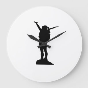 Relógio Grande Silhouette, menina das montanhas subindo