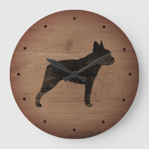 Relógio Grande Silhueta de Boston Terrier