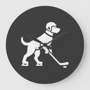 Relógio Grande Silhueta de jogador de hóquei de cachorro