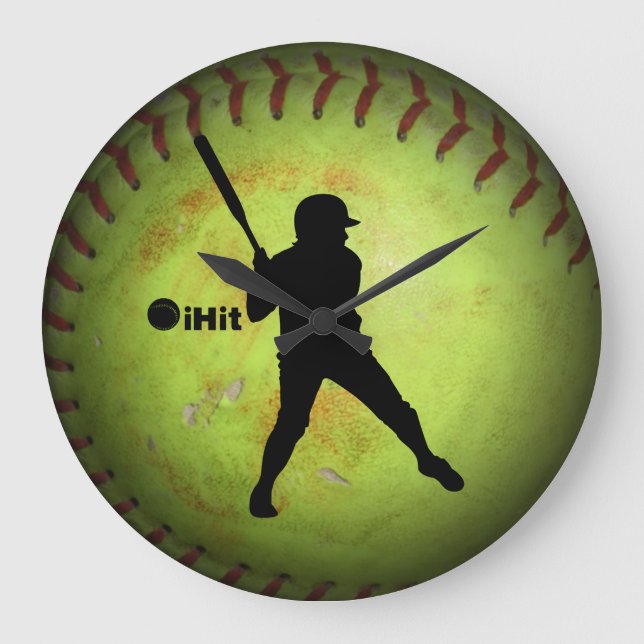 Relógio Grande Silhueta de softball Fastpitch iHit (Frente)