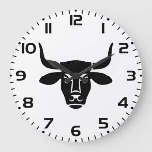 Relógio Grande Silhueta de Touro Preto Minimalista