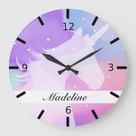 Relógio Grande Silhueta de Unicórnio Colorido Personalizado