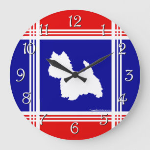Relógio Grande Silhueta de Westie vermelha, branco, azul