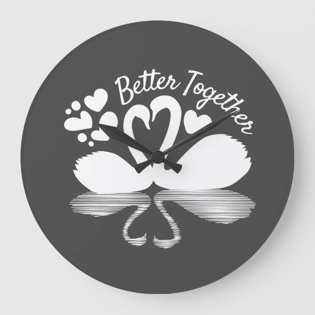 Relógio Grande Silhueta do Cisne do casal na Água (Frente)