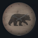 Relógio Grande Silhuette de Urso Negro<br><div class="desc">Relógio de Parede do Urso Negro. A design de madeira é impressa,  não madeira real.</div>