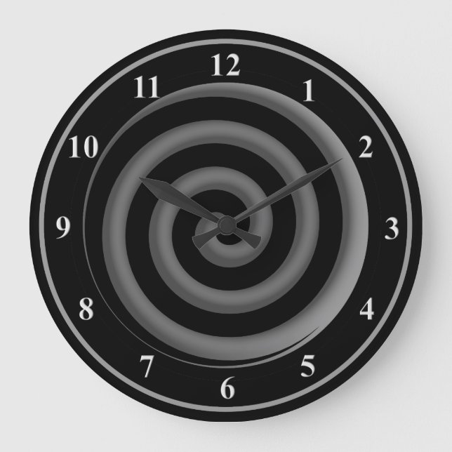 Relógio Grande Silver and Black Spiral Wall Clock (Frente)