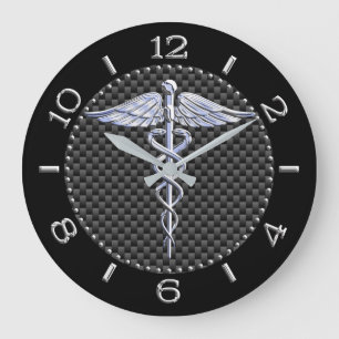 Relógio Grande Silver Como Caduceus - Símbolo Médico Mahogany D