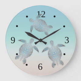 Relógio Grande Silver Turquoise Maritime Modern