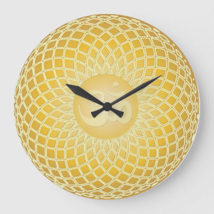 Relógio Grande Símbolo brilhante do OM do amarelo