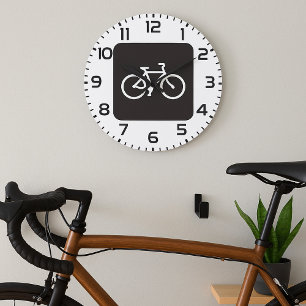 Relógio Grande Símbolo de Bicicleta Minimalista Preta e Branca