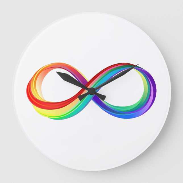 Relógio Grande Símbolo de Infinidade Arco-Íris em Camadas (Frente)