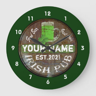 Relógio Grande Símbolo de pub irlandês personalizado Large Clock
