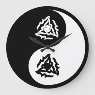 Relógio Grande Símbolo de yin e yang em preto e branco