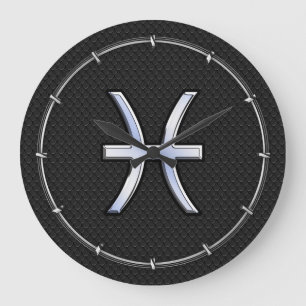 Relógio Grande Símbolo do zodíaco dos peixes na decoração pre