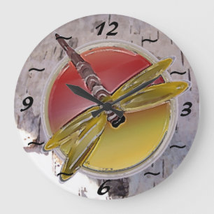 Relógio Grande Símbolo Dragonfly no Latido Birch