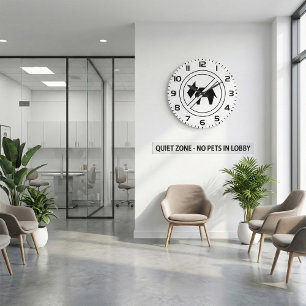 Relógio Grande Símbolo Preto e Branco em Negrito Proibido Cachorr