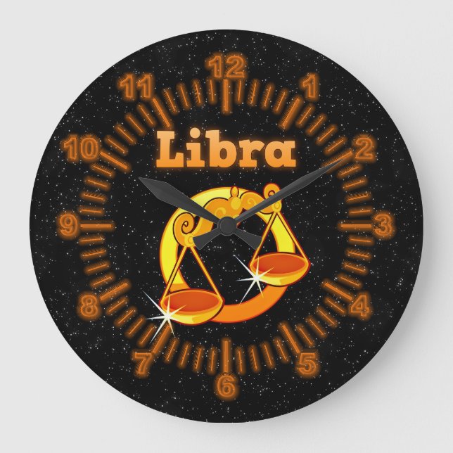 Relógio Grande Símbolo Zodíaco Libra (Frente)