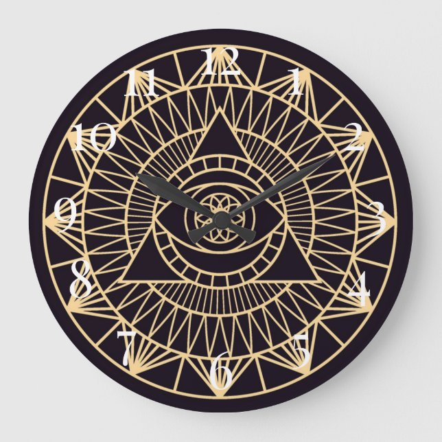Relógio Grande Símbolos do Wiccan (Frente)