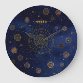 Relógio Grande Símbolos Mágicos da Proteção Mandala Bruxa Pagana