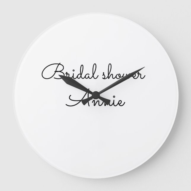 Relógio Grande simple minimal add your name text bridal shower  t (Frente)