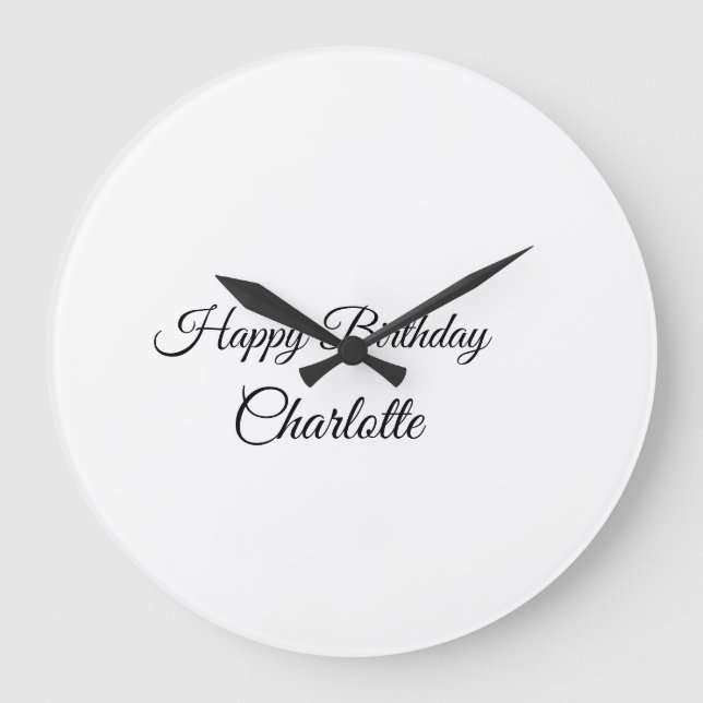 Relógio Grande SIMPLE MINIMAL.CUTIE ADD NAME BABY happy birthday  (Frente)