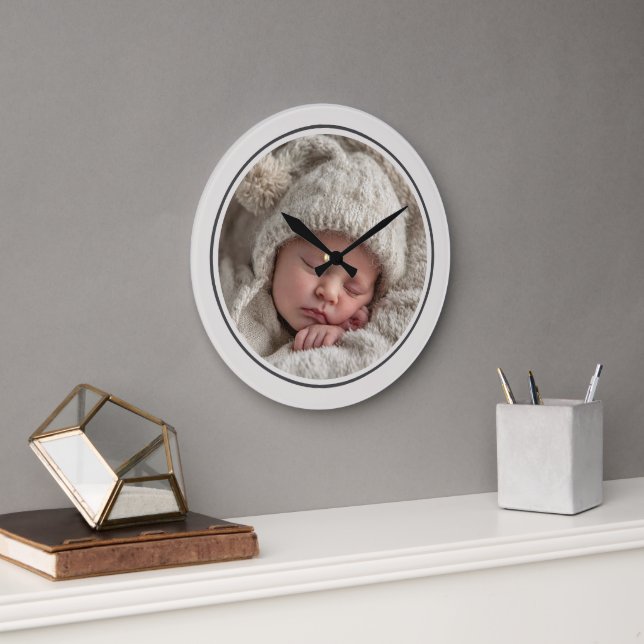 Relógio Grande Simple Photo Template Personalized Frame (Escritório)
