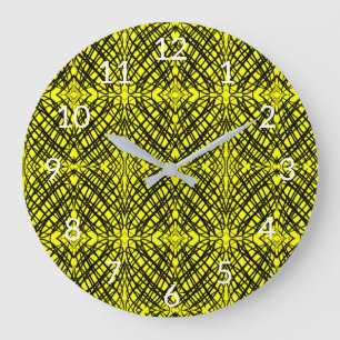 Relógio Grande Simple Scribble Mirror Tiling Yellow