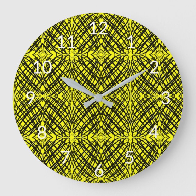 Relógio Grande Simple Scribble | Mirror Tiling | Yellow | (Frente)