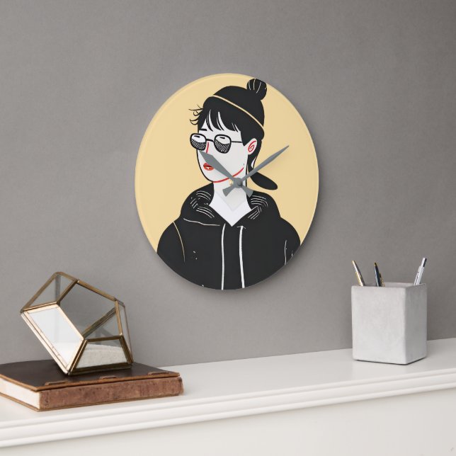 Relógio Grande Simples desenho moderno de pessoas legal (Escritório)